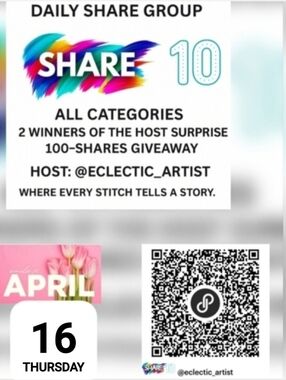 SHARE 10 DAILY SHARE GROUP All 4-16-26 CATEGORIES 100 SHARES HOST GIVEAWAY